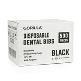 Black Disposable Lap Cloths / Dental Bibs 13" x 18" (500/Case) - Gorilla